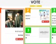 「Billboard JAPAN〜」投票ページ。現在は東方神起がトップ