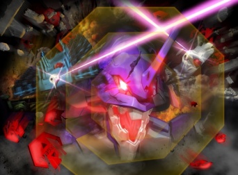 実物大初号機に投影される大迫力の映像アトラクション