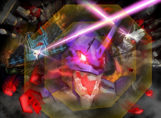 実物大初号機に投影される大迫力の映像アトラクション