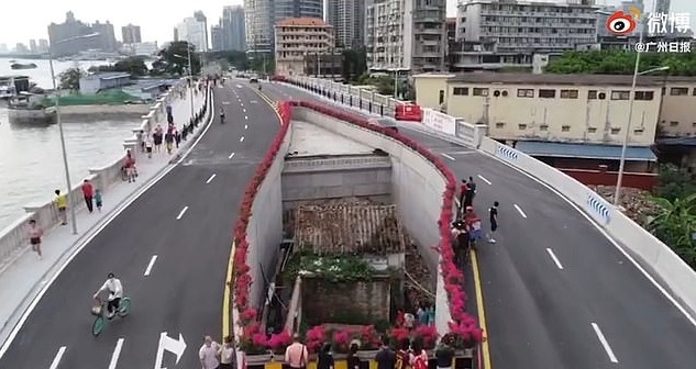 広東省広州の道路　立ち退きを拒否