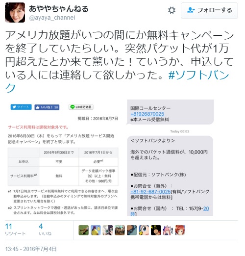 アメリカ放題　高額請求