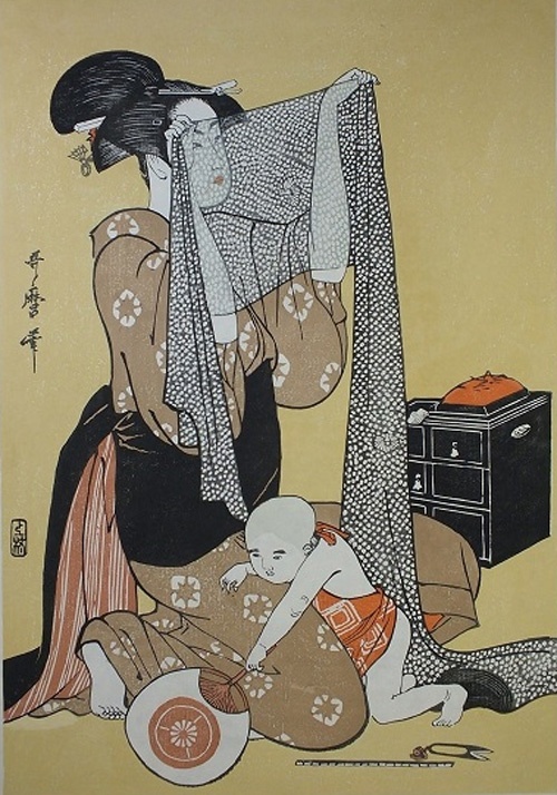 針仕事 画：喜多川歌麿 出典：ニューヨーク公共図書館