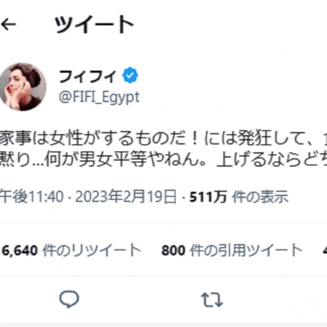 Twitter：フィフィ（@FIFI_Egypt）より