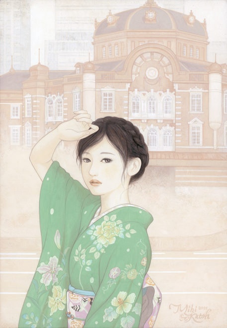 「夏の行方（なつのゆくえ）」（2015年 和紙（雲肌麻紙）、ガッシュ）