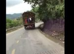 子どもたちが走ってるトラックのサトウキビを盗んでいく・・・