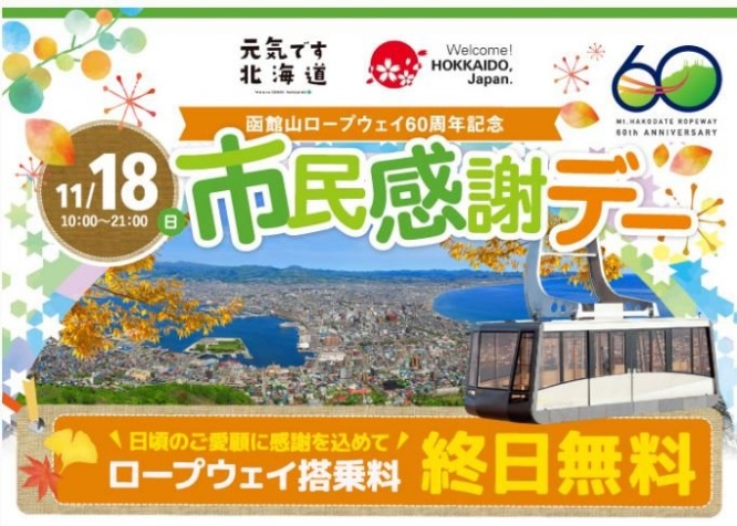 画像は「函館山ロープウェイ」のサイトより