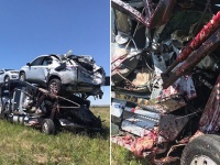 負傷者はいないのになぜ血しぶきのようなものが飛び散っているのか？トラックと車両運搬車の衝突事故現場の謎