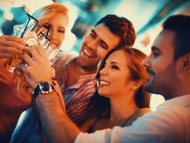 Group of young adults on a night out.