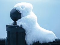 ガジガジしている...！　柵の上で見つけた「雪の怪獣」が可愛すぎる