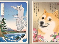 インターネットで流行した事象を浮世絵風に再現したイラスト