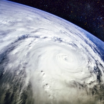 Typhoon over planet Earth - satellite photo.