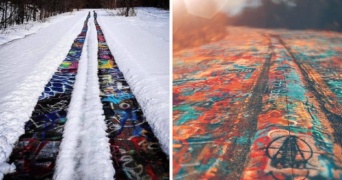 ゴーストタウンと化した街の道路は落書きで覆いつくされていた「グラフィティ・ハイウェイ」（アメリカ）