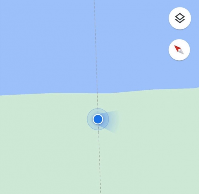 鉄の棒があった場所の位置情報。点線は県境(画像はGoogleマップのスクリーンショット)