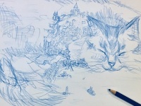 猫をスケッチしていたら、中3息子がやってきて...　生み出された「合作」が素晴らしすぎて11万人が喝采