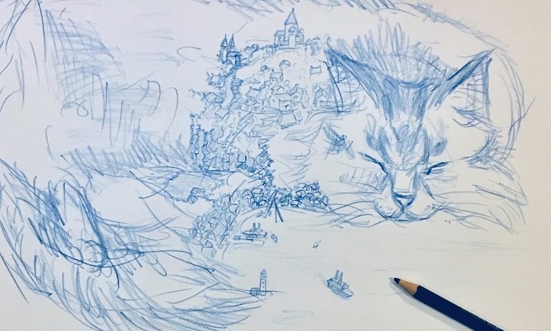猫をスケッチしていたら、中3息子がやってきて...　生み出された「合作」が素晴らしすぎて11万人が喝采