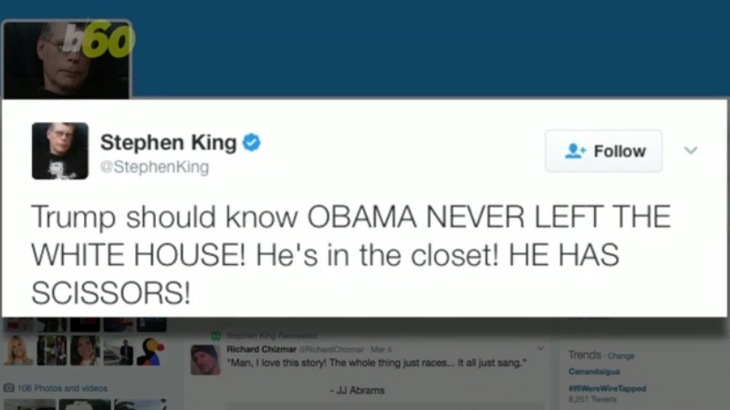 スティーブン・キング、「オバマ氏が盗聴」発言のトランプ大統領をミステリー仕立てのツイートで挑発