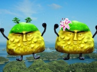 じゃがいものような質感である。左がブツブツくん、右がブツブツちゃん（画像はプレスリリースより）