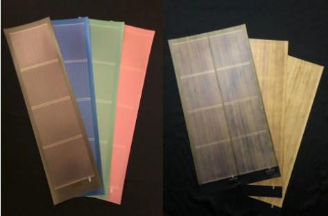 開発した加飾フィルムを貼り付けた太陽電池