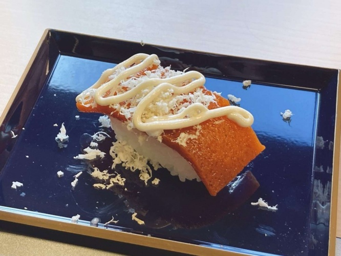 「トマトロ」＋削った山わさび＋マヨネーズのアレンジ