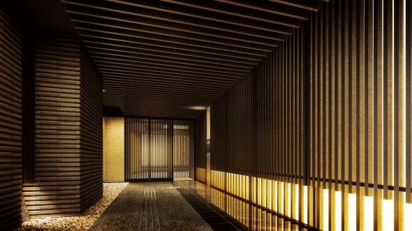 和の意匠を取り入れたエントランス