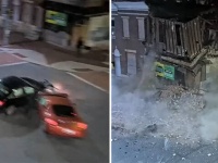 盗難車でパトカーとカーチェイス、暴走の果てに車と建物と衝突し一般人を巻き込む大事故に