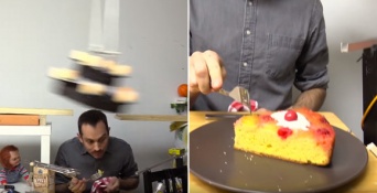 予想外の展開から目が離せない！食後に自動的にケーキを食べる為の壮大なるルーブ・ゴールドバーグ・マシン