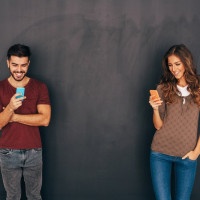Man and Woman in Social Network Concept