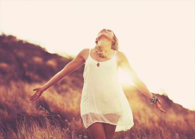 Fashion Portrait of Young Hipster Woman at Sunset, Retro Style Color Tones