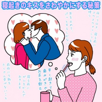 寝起きのキスをさわやかにする秘策【イラストコラム】