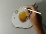 ヨダレが出そう…！リアルな目玉焼きの絵が描かれるまでを撮った動画がおいしそう！