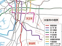大阪市営地下鉄の路線図（編集部作成）