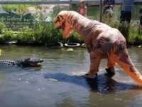 ワニ、はじめてティラノザウルスに出会う。で、こうなった。