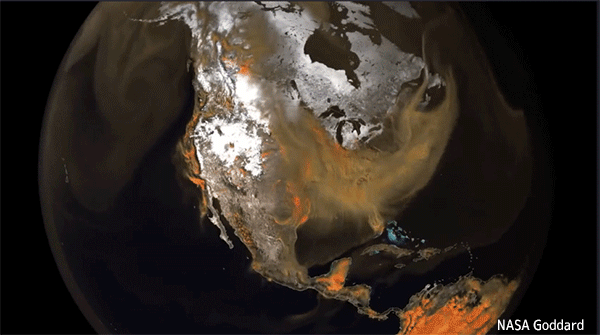 地球上の二酸化炭素がどこから発生してどう動いているのかを可視化したNASAの動画