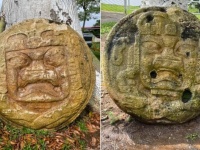 オルメカ文明のふてくされ顔の彫刻が発見される（古代メキシコ）