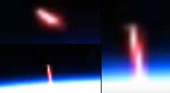 ロンギヌスの槍系？国際宇宙ステーションに搭載されたカメラがとらえた大気から飛び出すピンク色の謎の発光物体