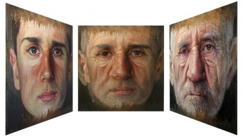 見る角度で3種の顔が変わる。年齢や性別まで変化する不思議なポートレート