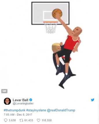 米バスケ界の「名物親父」ラバー・ボール氏、トランプ大統領からの挑発にGIFアニメで応戦！