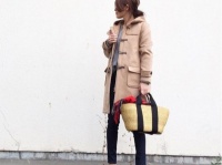 ダッフルコートはかごバッグでちょい外し。銀座のジムで汗を流す　＃東京365日コーデ