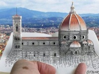 世界の観光地を描いたイラストが本物の景色とドッキング！その地に行ってマッチングさせたくなる面白い騙し絵