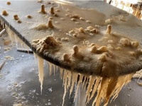 火事で全焼した家に数日後戻ってみると、氷の洞窟と化していた