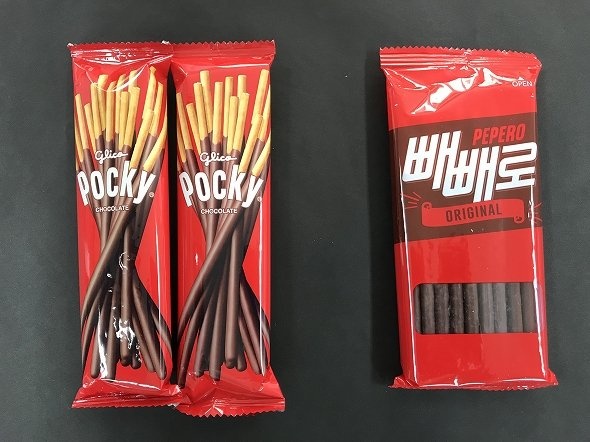 左がポッキー、右がペペロ