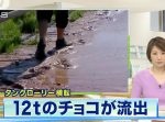 溶けたチョコレートを積んだトレーラーが横転し、道路が悲惨なことに…！