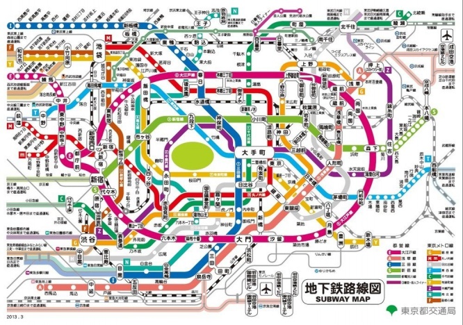 都営地下鉄が作った路線図（東京都交通局の公式サイトより）