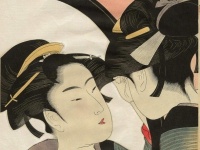 喜多川歌麿の浮世絵「姿見七人化粧」。女性の化粧姿を題材とした美人画である