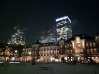 東京駅夜景（Foxy1219さん撮影、Wikimedia Commons