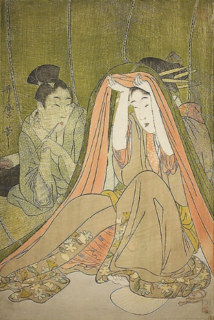 「蚊帳美人」画：喜多川歌麿 シカゴ美術館所蔵