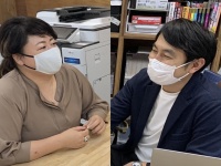 インタビューに応じた春名剛生さん（フジテレビ）と坪井理紗さん（エポックル）