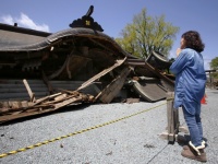 熊本地震で大きな被害を受けた阿蘇神社（「AP／アフロ」より）