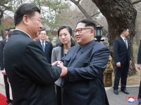 北朝鮮・金正恩氏が訪中 習主席と会談（KCNA／UPI／アフロ）