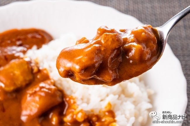 バターチキンをスプーンですくったところ